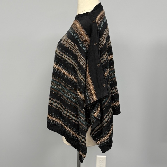 NWT J Jill 2 Way Poncho Sweater Oversized Fair Isle Print One Size Versatile New - Picture 8 of 12